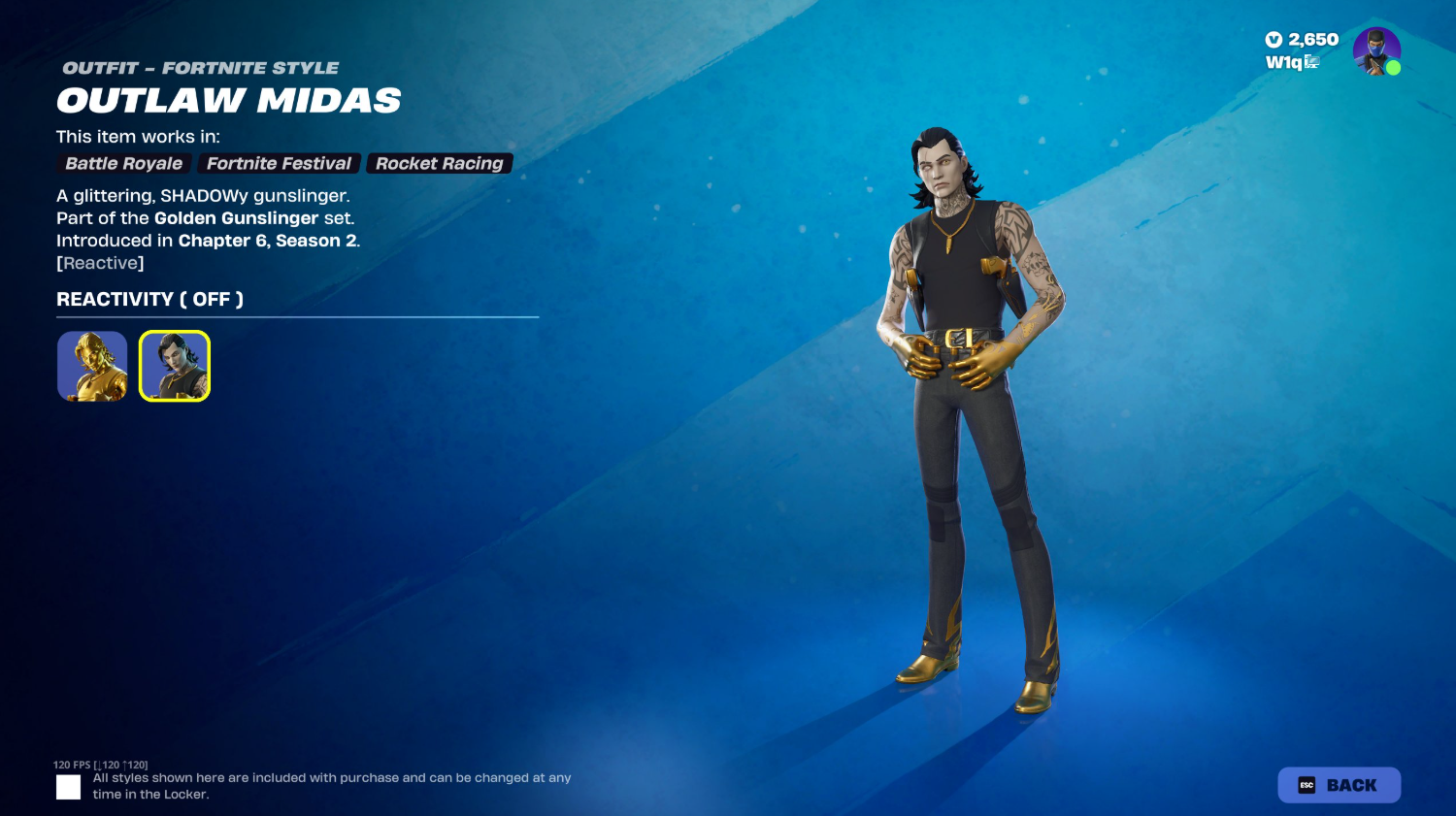 Unlock the Outlaw Midas Fortnite skin in the latest Fortnite new season Battle Pass.